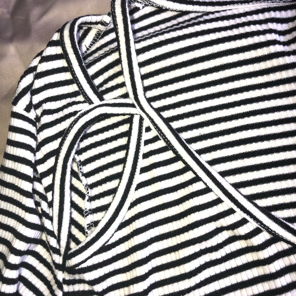 Bell sleeve stripe top